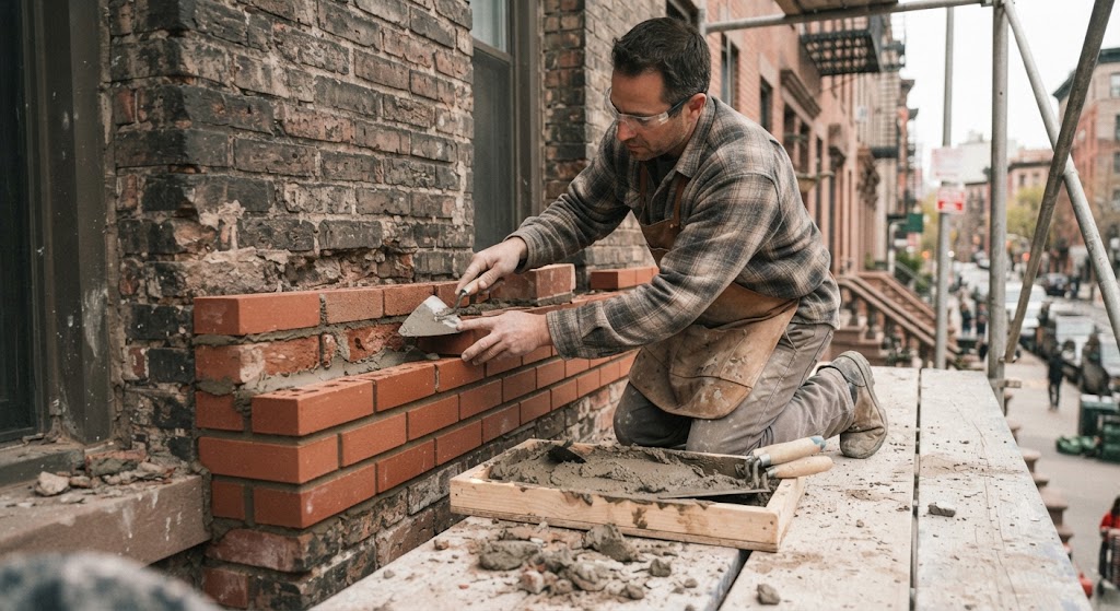 Brick and masonry work in progress