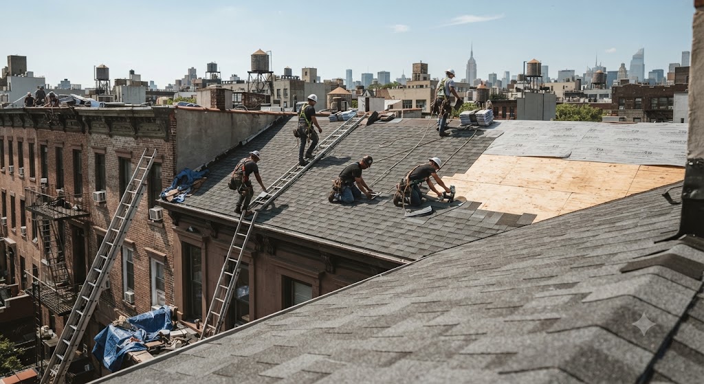 Roof replacement in progress